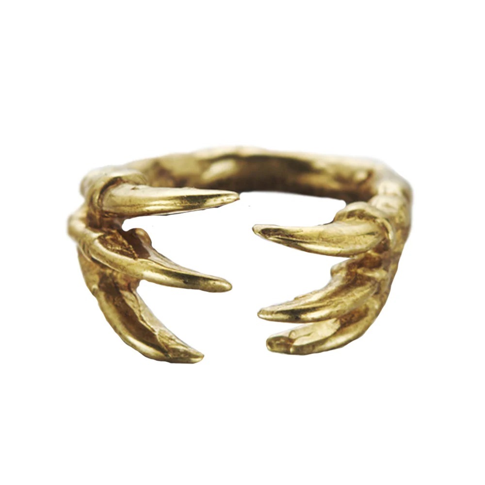 Vera Meat DINO CLAW HUGS Ring Adjustable Gold Brass
